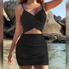 2024 New Women's Cross Strap Hollow Dress F51324