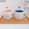 Mokken schattige koffie mok love meisje paar grote keramische waterbeker emaille melk ontbijt tazas de ceramica creativas