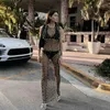Dwuczęściowa sukienka pop The Bubbly Maxi Women Sexy See Through Club Party Sukienki Letnia moda Pearl Mesh Beach Bikini Cover Up Q240511