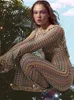 Dwuczęściowa sukienka Tossy koronkowa na plaży świąteczne wakacje bez pleców, puste patchwork elegancki luźny kontrast imprezy maxi nowe Q240511