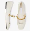 Fashion Women Diamond Tilda Sandals Chaussures Nappa Cuir avec Gols Chaîne STRAP TOE SQUOY
