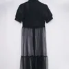 Повседневные платья сексуальные прозрачные сетки черное платье сплайсинга для женщин 2024 Лето Модное шнурок с короткими рукавами.