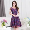 Vestidos de festa vermelhos 2024 Robe Vinho Femme Manga curta verão Casual Printing Dress Floral Dress Chiffon Plus Tamanho Vestidos Mujer FYY540