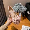 Casual Shoes Sweet Women/girl's Bowknot Ballet Flats Round Toe Soft Bottom Loafers Female Pink Silk Ballerina Bow Moccasins Big Size 43