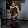 2021 Black Lace Evening Dresses Women Plus Size Long Sleeves Mermaid Aso Ebi Prom Dress Appliques Custom Made South Africa Gown 228c