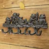 Figurines décoratives rustiques cinq belles grenouilles en fonte de fer en fonte avec 5 cintres accents de maison de ferme européenne