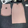 Designer de robe à deux pièces 24 ans Fashion Foot's Summer NOUVEAU LETTRE TRACKET TOP TOP TOP + HIP WROP SEXY SETH JURT SET 3A74