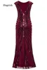 Partykleider Custom Größe der Frauen aus den 1920er Jahren klassischer Perlen Cocktailkleid Fransen für Gatsby Kostüm verschönert