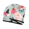 Serviette magique Microfibre Bouche à douche roses roses roses et papillon chapeau de bain coiffure sèche séchée rapide dame douce tête turban