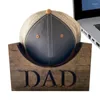 Hooks Baseball Hat Box Storage Wood With DAD Carved Wooden Stylish Display Rack ForBedroom Desktop