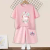 2pcs Girls Roupos Sets Roupa de verão Crianças Flower Heart Manga curta Camiseta Tops shorts