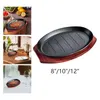 Pans Griddle Steak Fry Plate Veggies Meats Grill Plates With Bamboo Tray Nonstick Gratin Dish Fajita Pan For Kitchen Home Restaurant