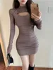 Vestidos casuais e outono mola picante menina hollow out saia slim com vestido de alta grau elegante e com conforto embrulhado nas nádegas sexy l9sa