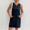 Casual Dresses Womens Sleeveless Mini Tank Dress Workout Sport Sundresses Athletic With 2 Pockets Vestido Robe Vestidos 2024