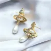 Design Planet Pearl Earrings Pendant Saturn Pearl Stud Light Luxury Style Womens Earrings Love with Original Jewelry 2024 new fashion