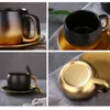 Tassen kreativer Goldverfolgung Rough Cup Dish Set Gradienten Keramik Kaffee Einfacher britischer Nachmittag