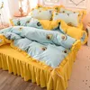Set di biancheria da letto lavati in cotone moderno set di case floreali con stampa bowknot cuscinetto di copertura del piumino a quattro pezzi P10
