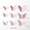 Wandaufkleber rosariode Gold Schmetterling Dekorationen 3d Abziehbilder Kunstaufkleber DIY Abnehmbare Papier Wandbilder für Heim Wohnzimmer Kinder Mädchen Schlafzimmer Nu