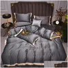 Ensembles de literie Luxury Rose Gris Gris Blanc Rayon Feuille d'oreiller de courtepointe confortable King Soft Fluffy Queen 4PCS 230809 DROP DELIVE DH6BU