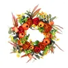 装飾的な花45cm玄関の秋の花輪秋の牡丹とザクロの花輪感謝祭の収穫祭の家の装飾