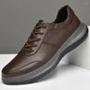 Lässige Schuhe Frühling Herbst Männer Schnürung Oxfords Leisure Weiß weiche echte Leder Moccasins größere Mann Sneaker