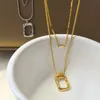 Pendant Necklaces Simple Design Square Pendant Necklace Tren Jewelry Popular Style Double Layer High Quality Chain Necklace J240513