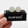 Hawson Luxury Crystal Cuff Links Mens Mens Luxury Cuff Dress Shirt Shirt Mens Wedding Business Jewelry أو Accessories240429