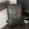 Sacs de rangement Fashion Sac à dos noir extérieur portable grand sac de voyage étudiant lointain British Men's Computer Pu Le cuir