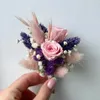 Kwiaty dekoracyjne mini suszony kwiat bukiet nieśmiertelne róży ślub boutonniere dla mężczyzn boho dekoracja rustykalna dekoracje domu