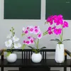 Dekorativa blommor PU Butterfly Orchid Artificial Flower Bonsai Ceramic Vase Set Home Living Room Wedding Decorations Ornament Moth Potting