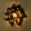 Fleurs décoratives Halloween Party Leaf Simulation Simulation Pumpkin Black Decoration Porte de vacances suspendues