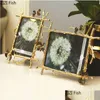 Paintings 6 7 10Inch Nordic Vintage Metal Butterfly P Family Portrait Nightstand Desktop Square Golden Picture Frames Home Decor Drop Dhvsy
