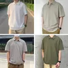 Dukeen Solid Color Polo Shirts For Men kortärmad golfkläder Summer Korea Style Plain T-shirts Herrkläder Vit blus 240513