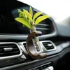 Vases Car Flower Vase Clip Glass Tube Wooden Base Auto Air Vent Holder For Fresh Plants Interior Accessories Ornament