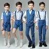 Passar Prince Boys Graduation Performance Costume Children Summer Photography Suit Kids Vest Shirt Pants Bowtie Ceremony School Uniform