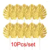 Fleurs décoratives 10pcs feuilles artificielles d'or s / m / l