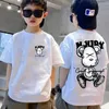 Tシャツ2023サマーキッズストリートウェアプリント漫画Tシャツトップストップスティーボーイズガールズ服100％コットンTシャツ子供T240509