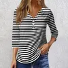 T-shirts pour femmes 3/4 Sleeve pour femmes mignons tops graphiques thes blouses décontractée plus taille de base de vêtements de base 2024