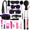 Sexe set Games Sex Whip Gag Claiments de mamelon Sex Toys pour couples Accessoires exotiques Sexy Cuir BDSM Kits en peluche Sex Bondage Set menottes T240513