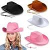 Berets Cowboy Hat Felt Princess Performance Bound Western Cowgirl Bachelorette Birthday Party Costume Accessory