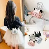 Корейская модная детская кожаная мультфильма Cressbody Bags Girls Bow Plough Kids Mini Coin Cordes Bag Dize 240428