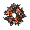 Fleurs décoratives Halloween Party Leaf Simulation Simulation Pumpkin Black Decoration Porte de vacances suspendues