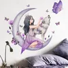 Purple hawthorn girl moon wolf wall sticker for children's room bedroom decoration self-adhesive wholesale wall sticker