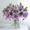 Dekorativa blommor 6pc 3D -tryckning Lilies Artificial Wedding Decor Bridal Bouquet Party Home Living Room Garden Decoration Fake Lily Floral