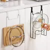 Kök förvaring robust potten lock rack rostfritt stål rymdbesparande väggmonterad skåp dörrhängare