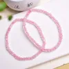 Bracelets de liaison 2pcs Natural Rose Quartz Facette Cube Facette Bracelet Design Stretch Polychrome Perles faites à la main Guérison Femmes Bijoux Cadeau