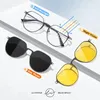 LM Classic Metal 3 in 1 Magnetclip auf Gläser runder Rahmen polarisierte Sonnenbrille für Männer Frauen Optische Computerbrille 240423