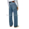 Designerin Frauen Jeans Ankunft High Wailstraße ausgehöhltes Patch Sticked Dekoration Casual Blue Straight Denim Hosen ausgehöhlt