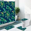 Tende per doccia 3d scenario naturale fiore verde farfalla farfalla non slip tappeti in flanella di flanella del bagno set da bagno tappetino da bagno