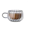 Muggar Creative Double Glass Coffee Mug Modern Fashion Breakfast Milk Cup with handtag Office Women's Joy Tea